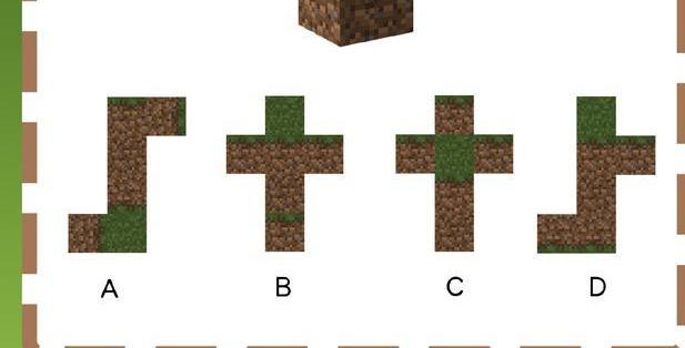 我的世界:以下哪个图能折叠成草方块?萌新:这5题我一个都不会