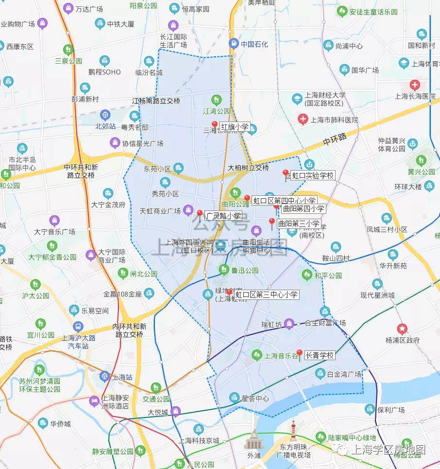 2020年最新上海虹口区学区房地图(小学)
