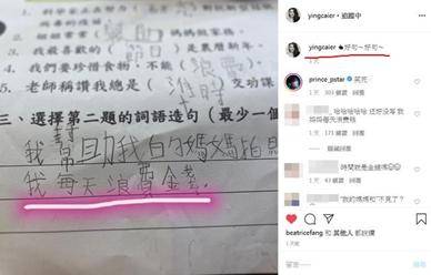 原创应采儿儿子神造句笑哭4万网友，羡慕那些被父母保护的想象力