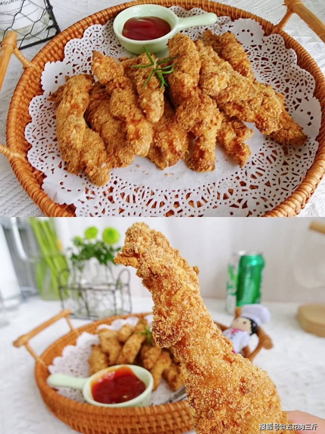 减脂期间,在家不用油也能炸出低脂无油的炸鸡柳,太棒了