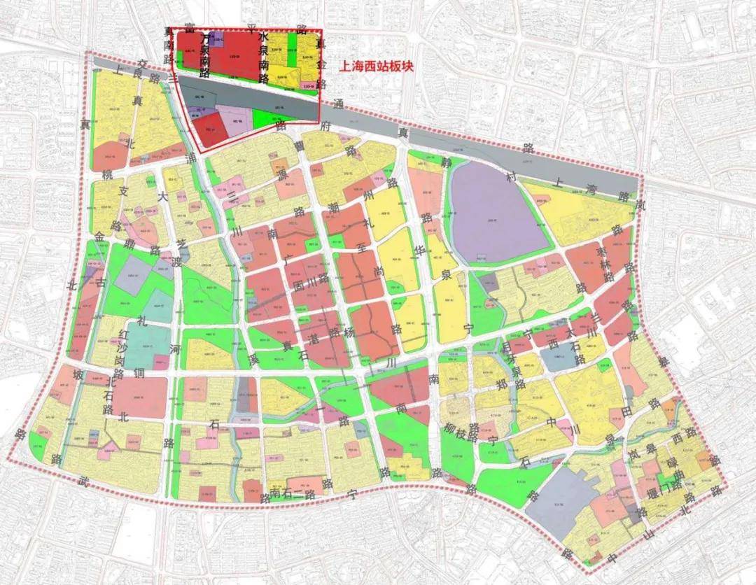 真如城市副中心北核心上海西站板块用地规划图