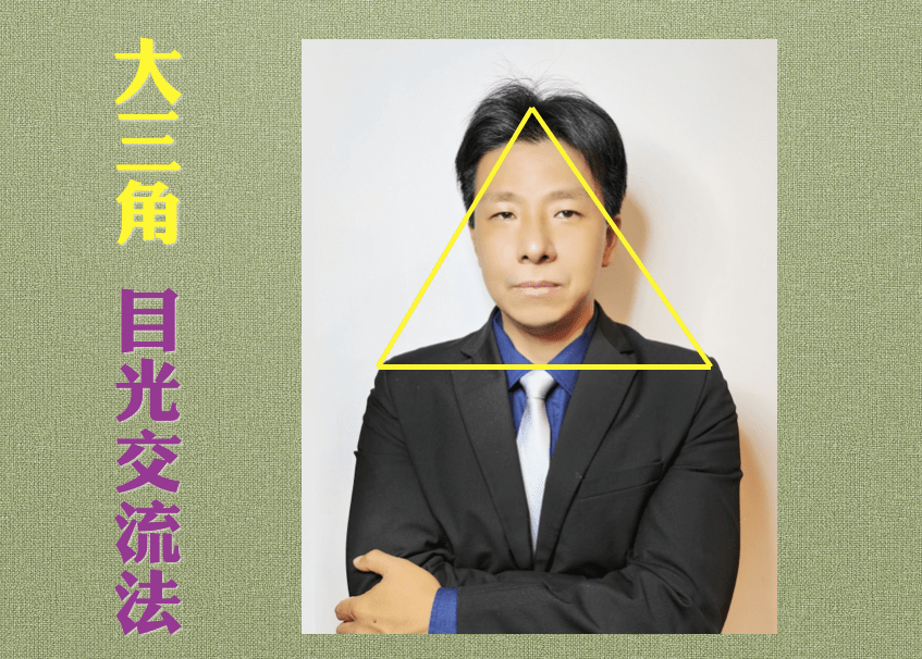目光停留在对方两肩至头顶组成的大三角区域内,对方都会感觉你在注视