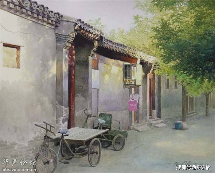 水彩画:老北京即将消失的胡同