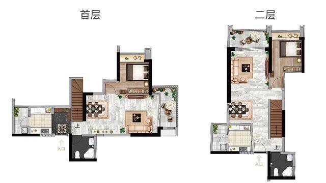 建面约101㎡复式四房户型图