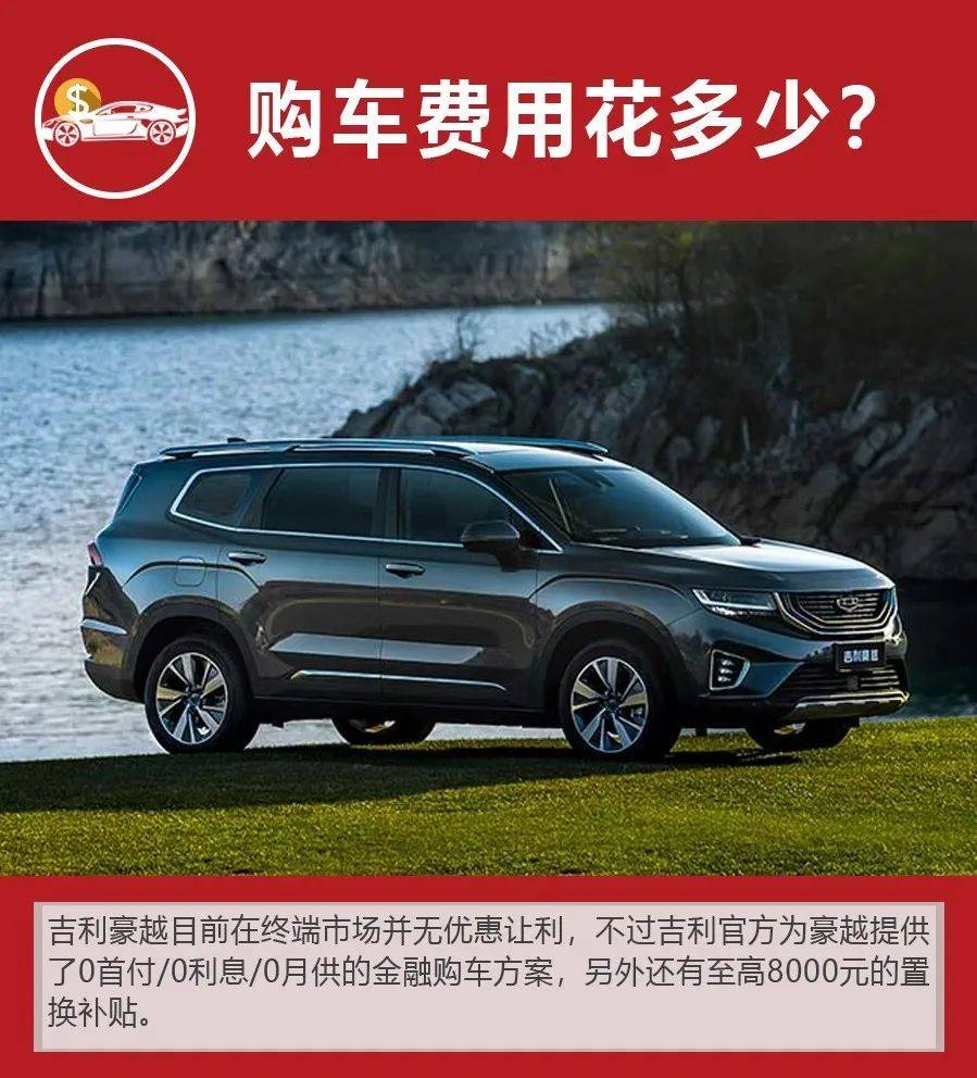 大空间中型SUV，月均花销1602元，吉利豪越购车、养车费用如何？