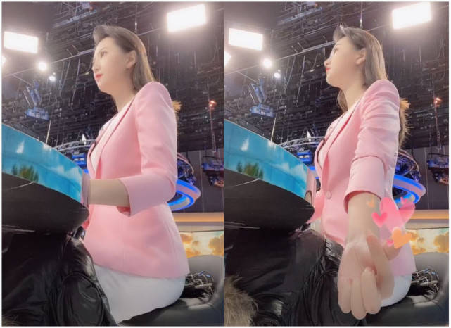 女主持人演播室播新闻,不忘致谢送礼物"大哥"_石雨蒙
