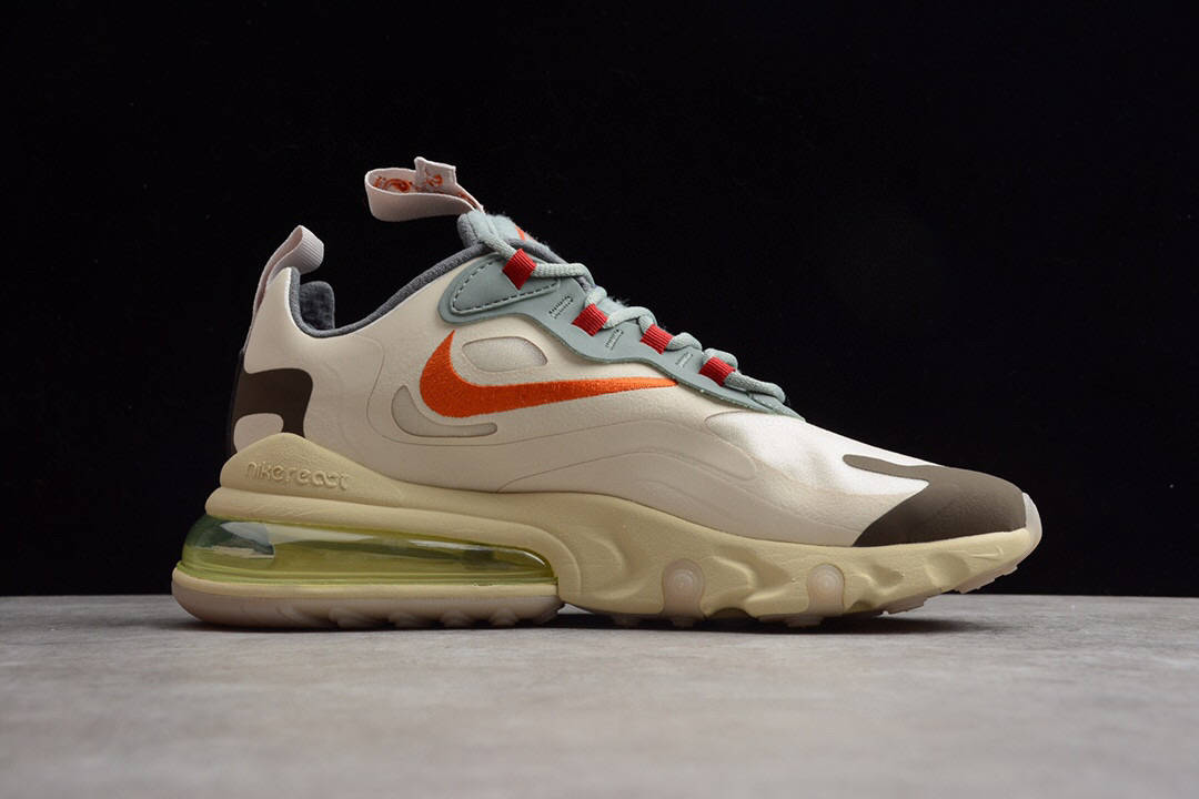 nike air max 270 react 耐克ts联名倒钩米棕红跑鞋 cv2414-200