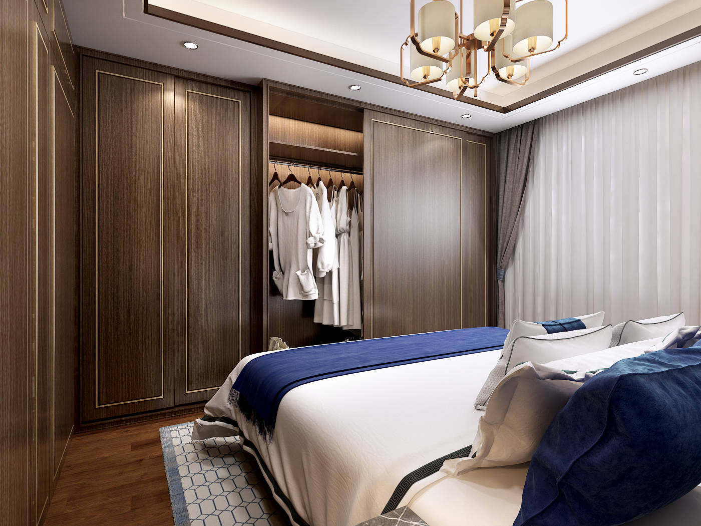 空间|都市果岭140平新中式风格--20万精装修!