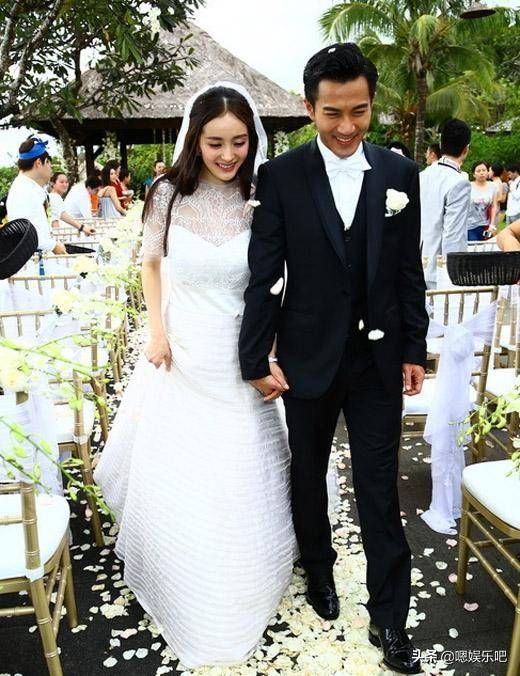 明星婚礼上的手挽手幸福花路,张歆艺袁弘,陈妍希陈晓