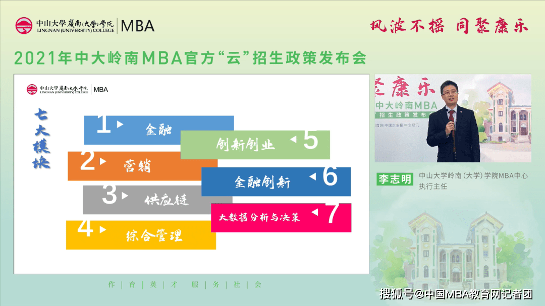 消息资讯|风波不摇 同聚康乐 ——2021年中大岭南MBA官方“云”招生政策发布会成功召开