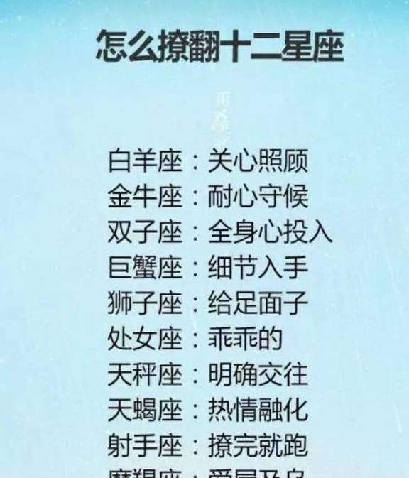 原创什么招式可以轻松撩翻12星座?双鱼制造浪漫,射手撩完就跑!