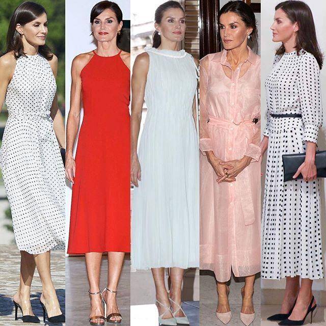 国王|莱蒂齐亚王后参加周日弥撒！穿绿色印花裙又美了，国王宠溺眼神啊