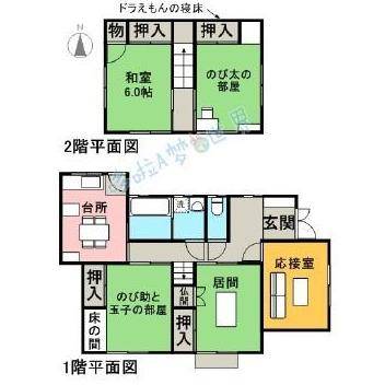 放一张网上搜到的大雄家的平面图: 别看大雄家住的是别墅,其实也就