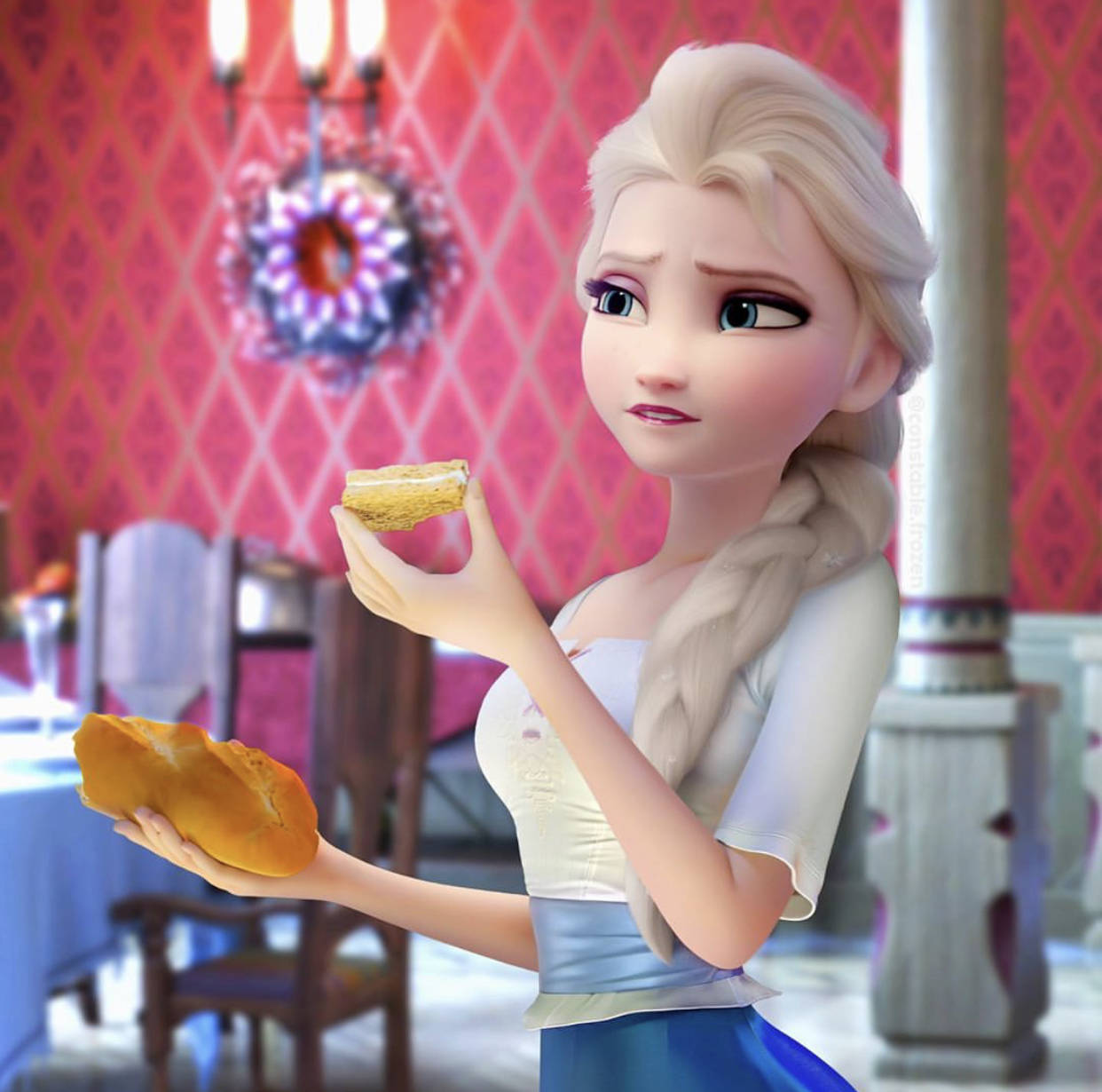 艾莎|时尚感100分的迪士尼公主，爱丽儿回眸真媚，无法忽视艾莎的红唇