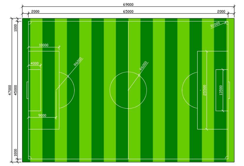 人造草皮足球场设计图纸分解和施工