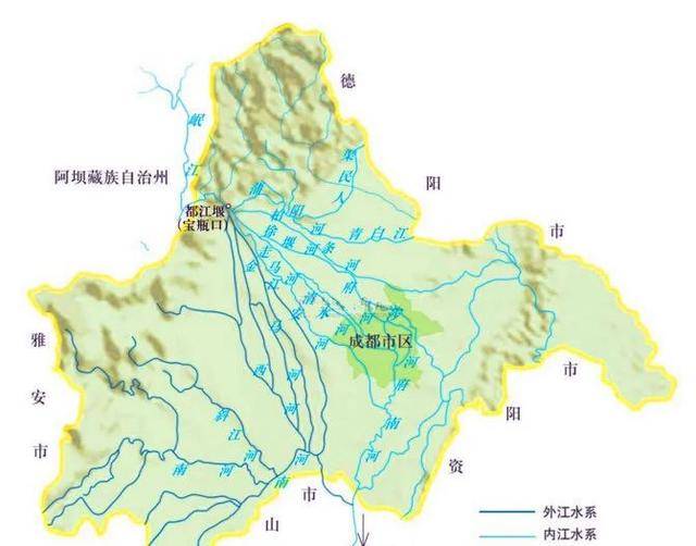 成都主要水系沱江水系流域图(图片来源:长江水利委员会)沱江水系上游