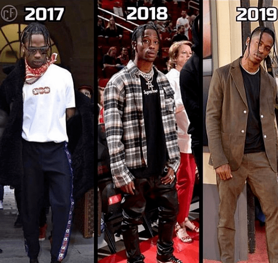 仔细研究travis scott的潮流成长史会发现,他如今的穿搭品位和风格是