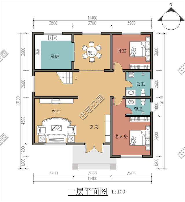 13米宽11米长设计图纸,13x11米自建房户型图 农村建别墅,面宽11.15米长13米的宅基,怎么设计更合理