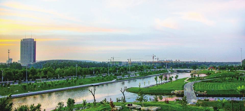 商河县生态资源丰富,图为滨河公园风景.
