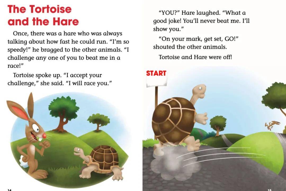 我们先一起读了这本《龟兔赛跑》的故事,故事的英文版叫做tortoise