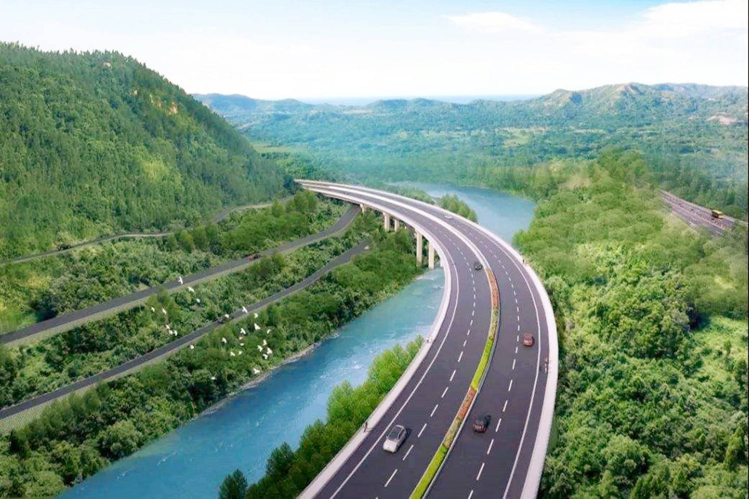 江西在建一条双向四车道高速,全长约75.3公里,预计2021年底建成