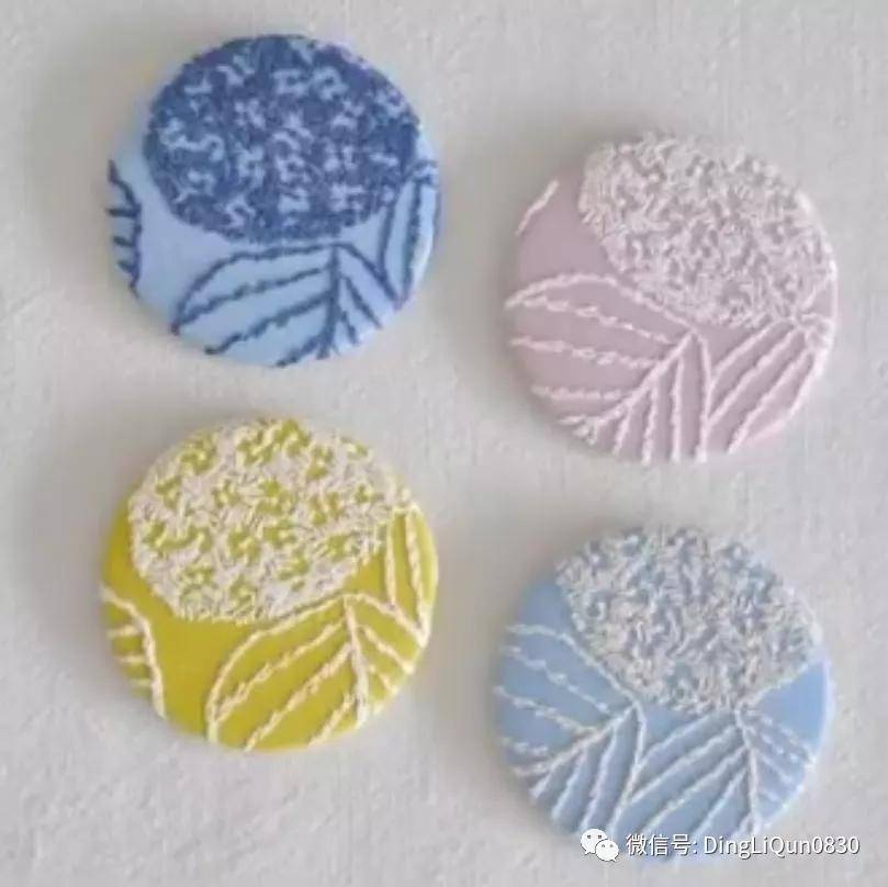 手绣|「刺绣作品」50款时尚的手绣布料纽扣，也许用的到！