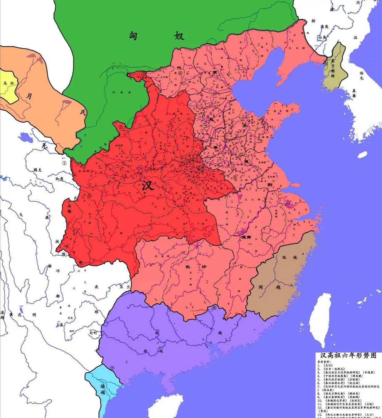 西汉初期诸侯王占据的土地达到了全国总面积的三分之二,而中央朝廷