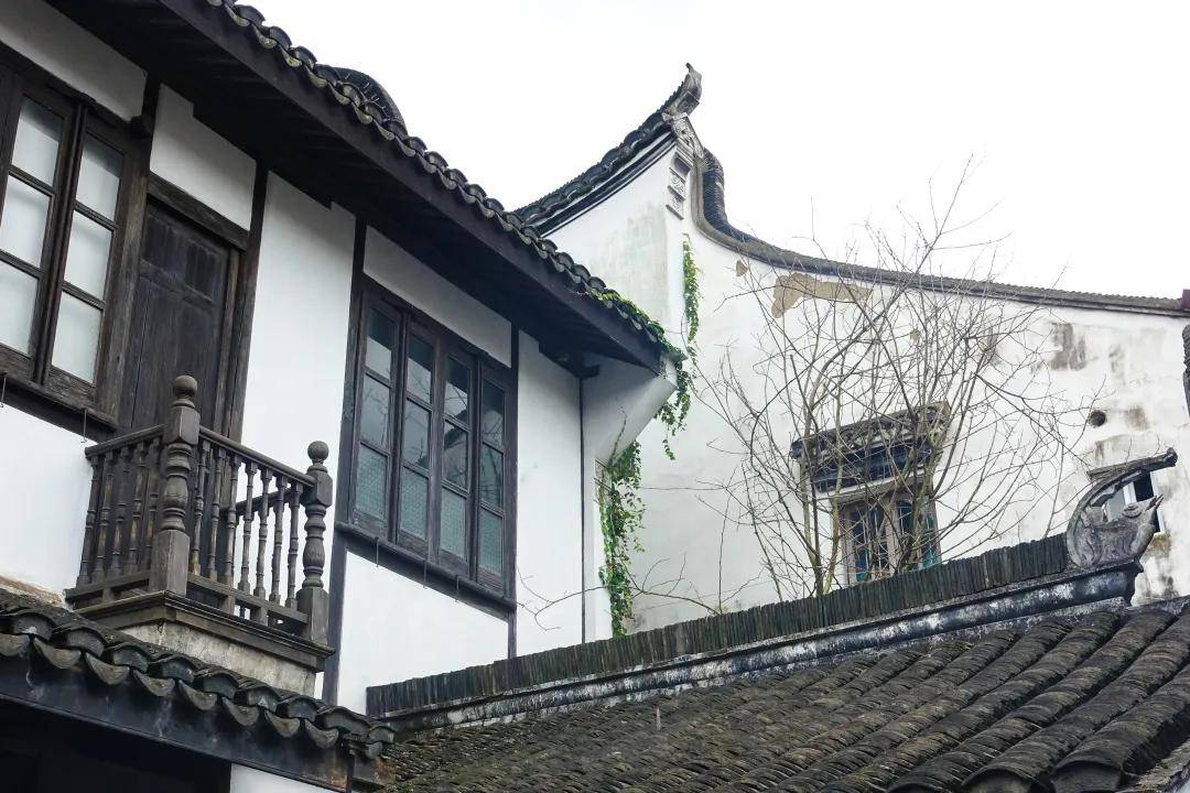 黄宅的建筑造型风格别致,观音兜山墙与坡顶,青瓦屋面与白灰墙面相映成