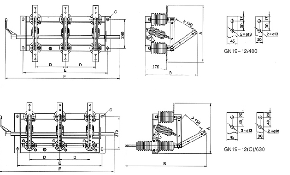 四:民熔高压隔离开关的结构和工作原理 gn19-10/400a,gn19-10/630a