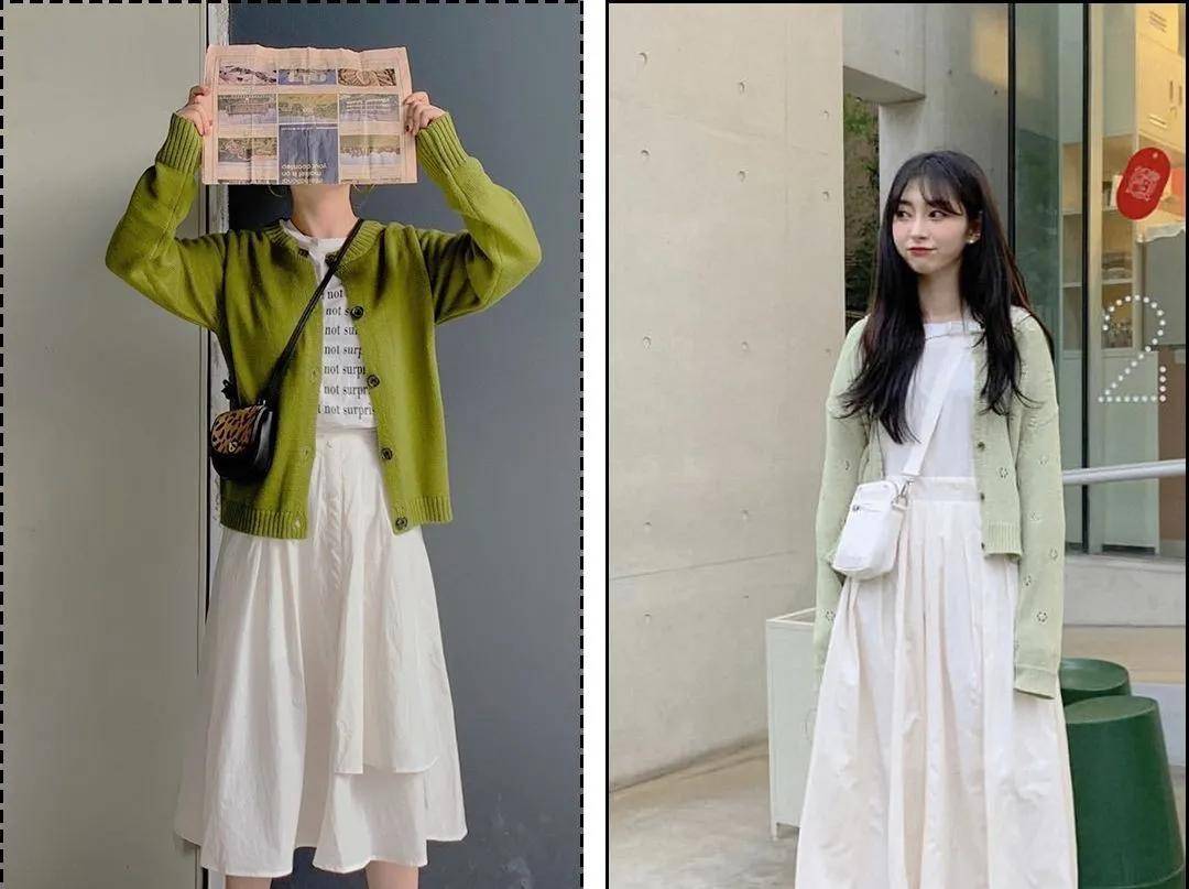 外套|美上天的 “ 桔梗裙 ” 今秋依然火爆，桔梗裙+薄外套的早秋搭配=最气质！