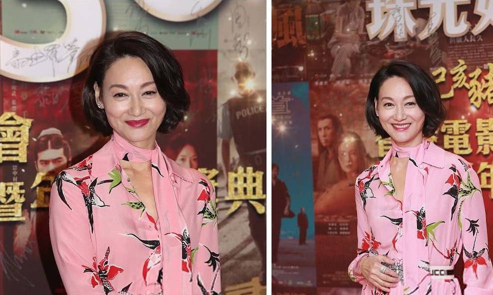 惠英红|惠英红一身“花红柳绿”真抢眼，但还是被同框的蔡卓妍比下去了