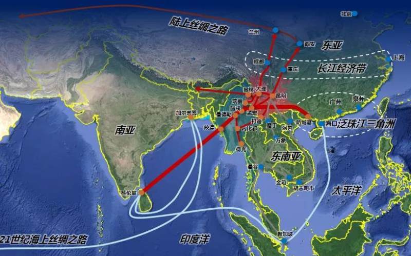 从公路来看,从昆明出发,同样是到达印度洋缅甸皎漂港,昆明—玉溪