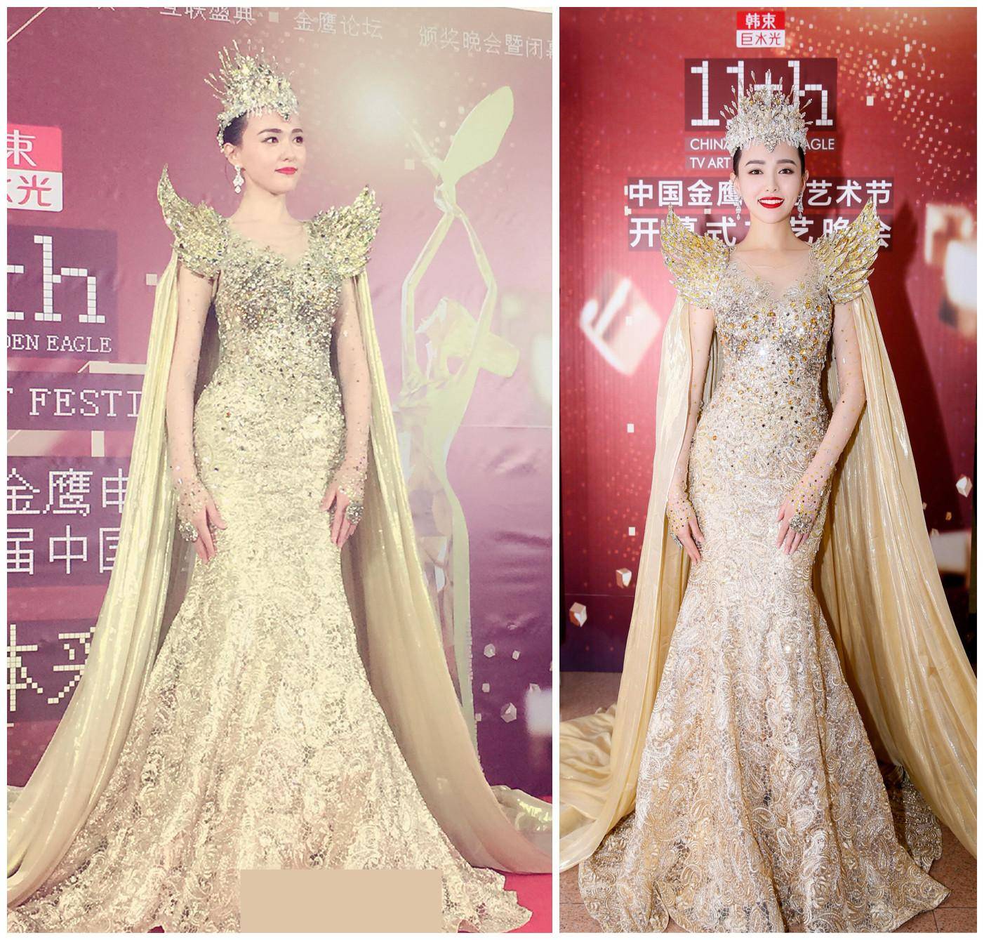 丑出新高度?新金鹰女神战袍像"一地鸡毛",最美还是热巴赵丽颖