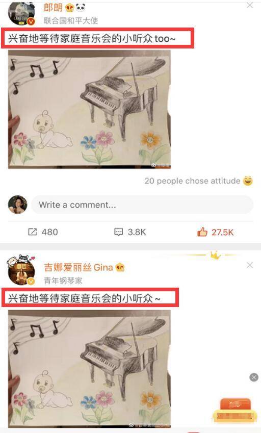 郎朗官宣老婆吉娜怀孕，配图不愧“钢琴家庭”