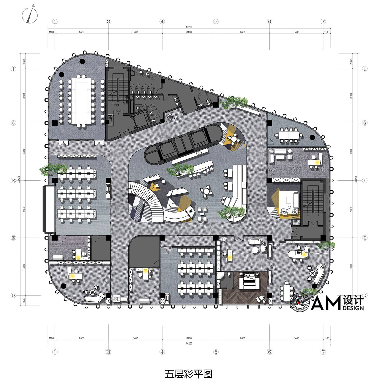 雷雨明 内蒙古东源集团办公楼五层设计平面图