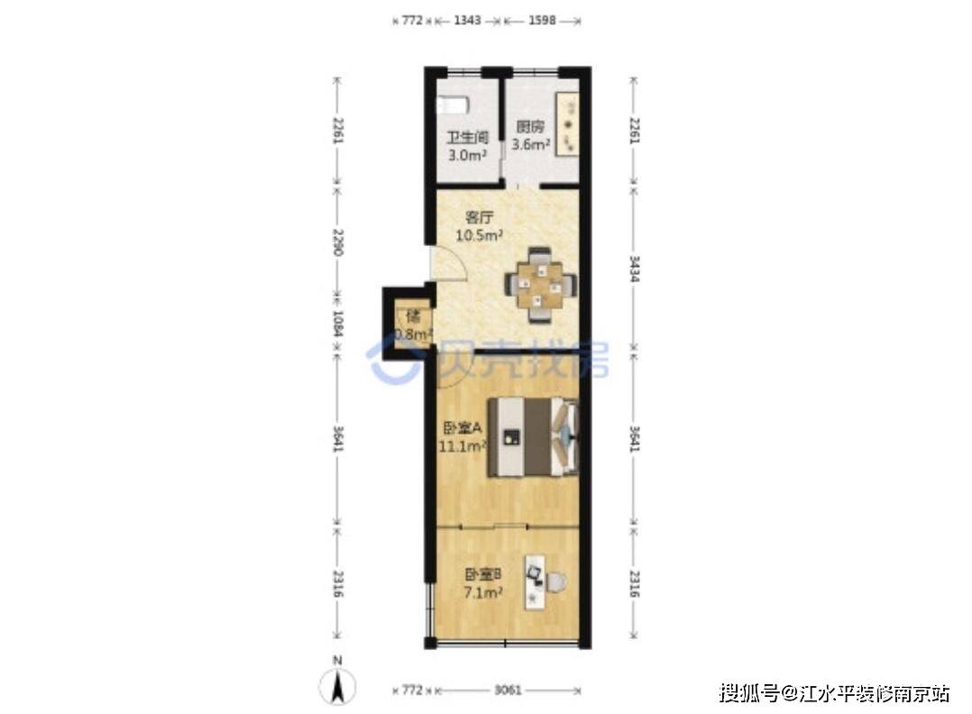 穷装45平长方形老破小小屋 省钱而精致