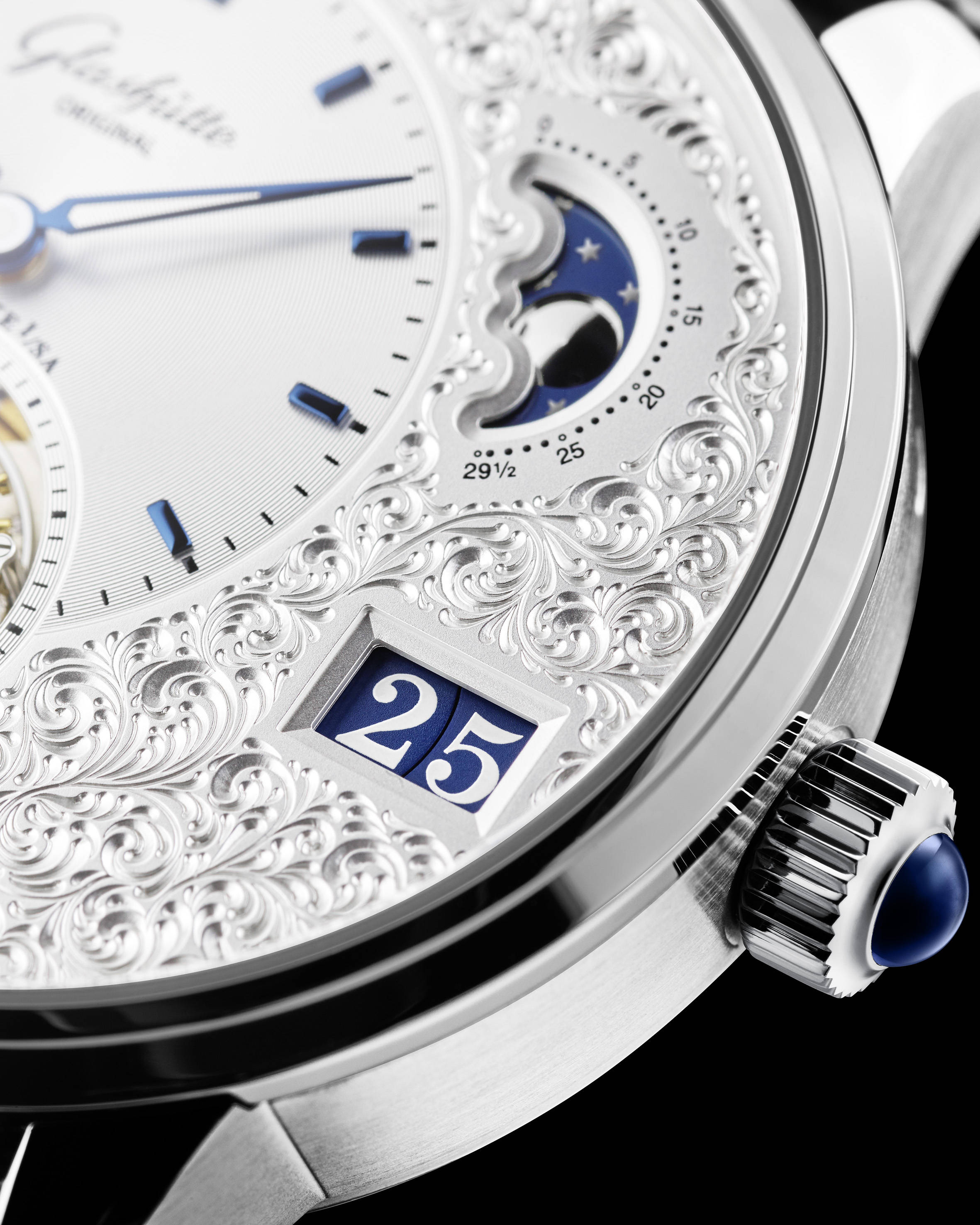月相|卓凡工艺典范：格拉苏蒂PanoLunarTourbillon 偏心月相陀飞轮腕表-限量版