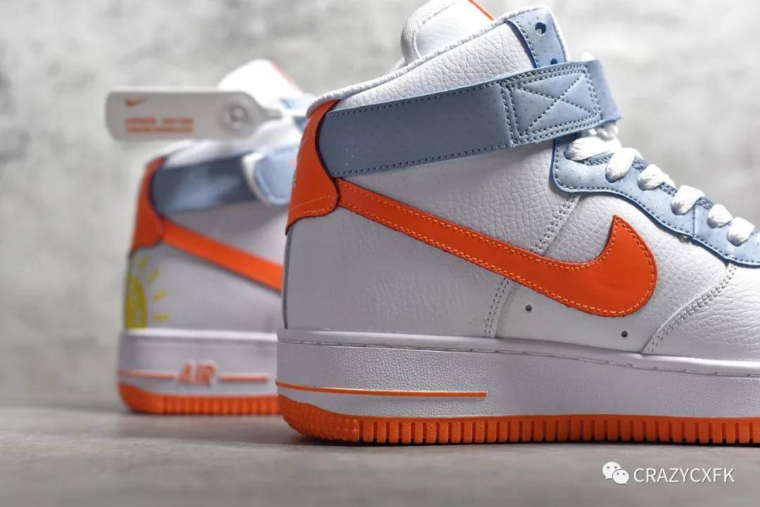 耐克清爽白橙 nike air force 1 high be kind 空军一号高帮板鞋 dc