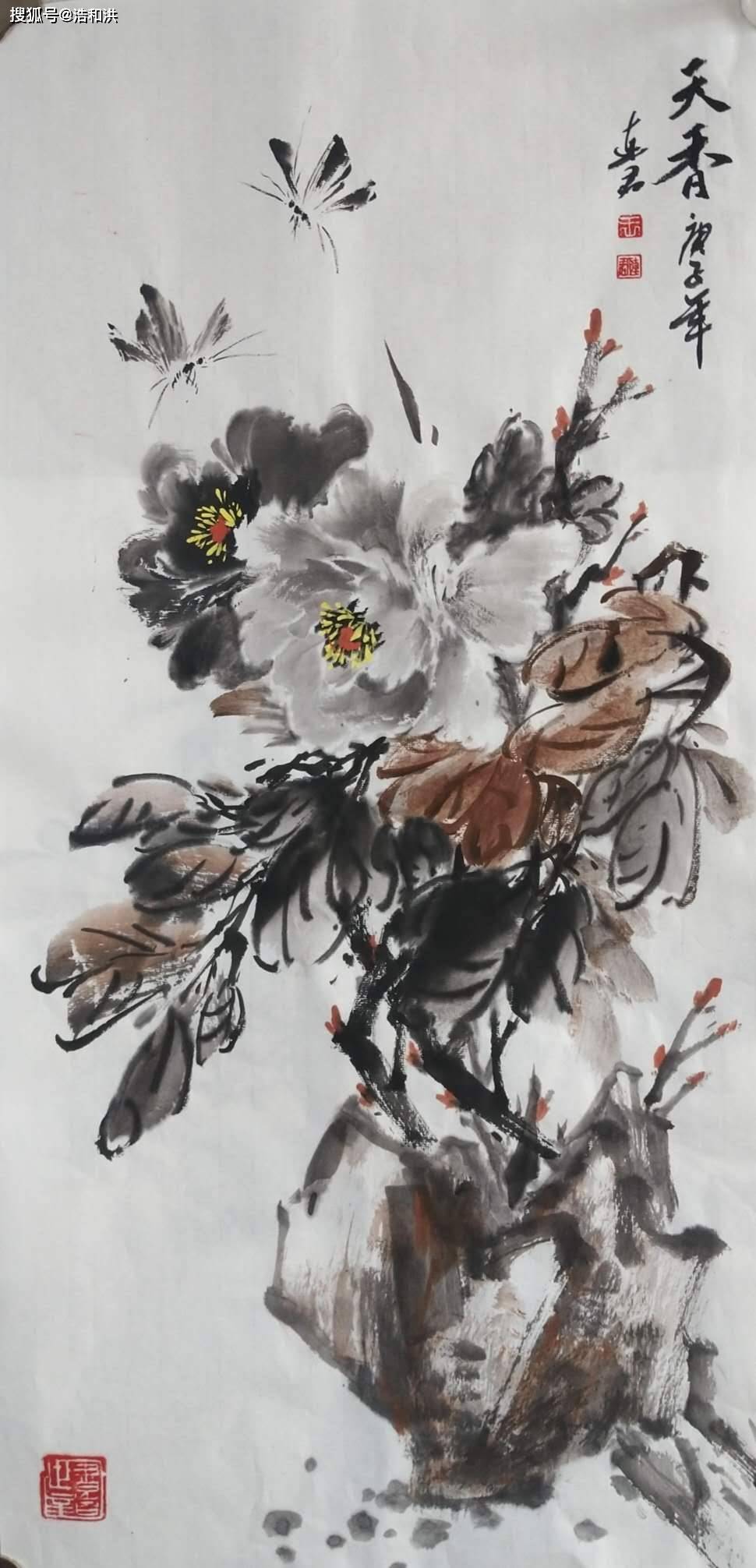 山东莒县画家王连君先生的花鸟画,山水画新作