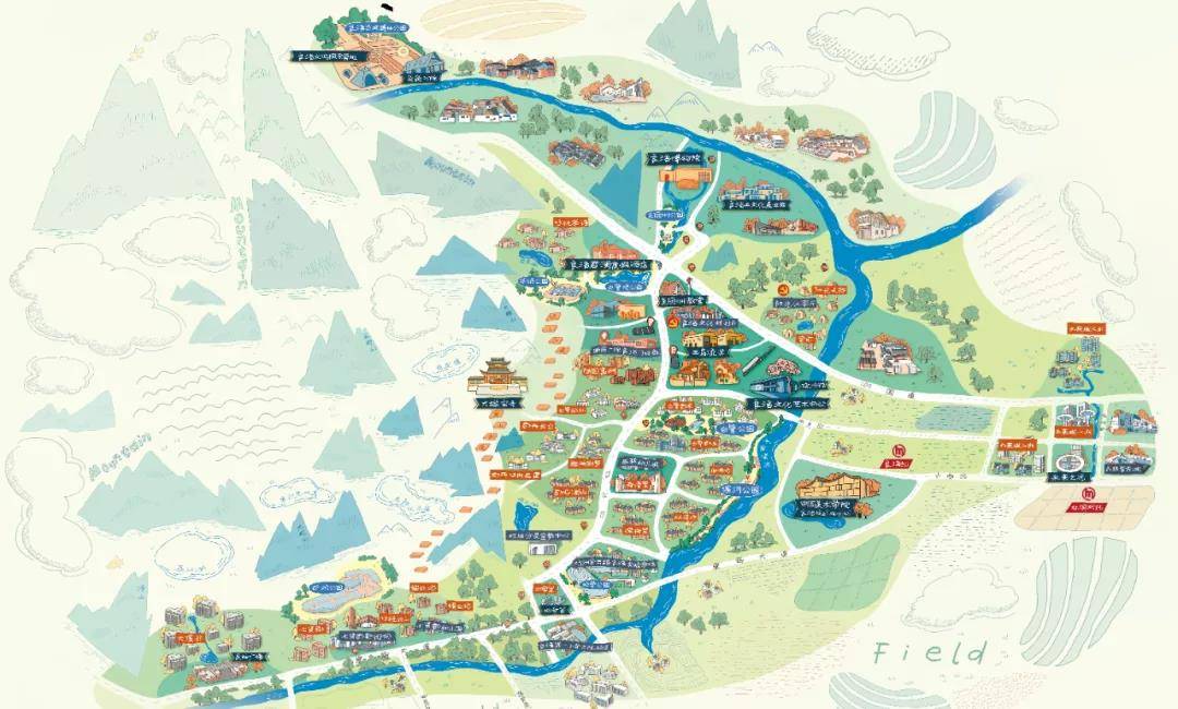 良渚文化村手绘地图