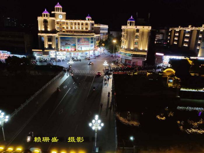 福建长汀汀州名城夜景美