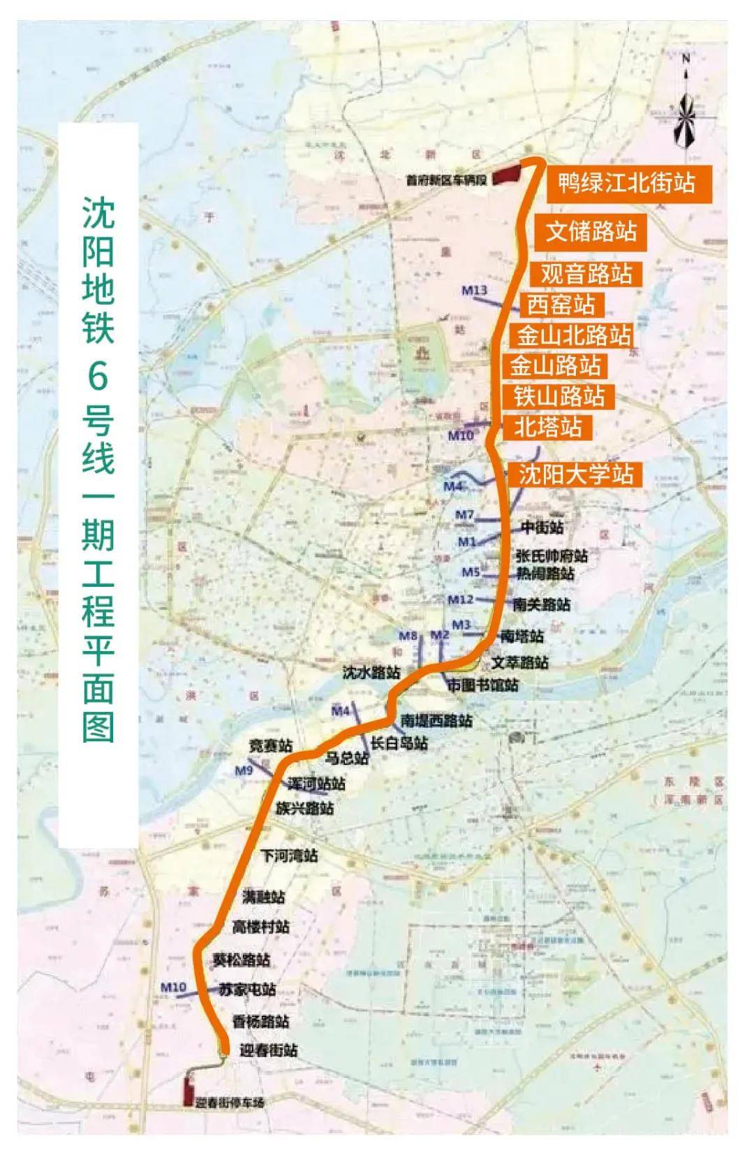 按照沈阳地铁此前公布的工程进度,地铁6号线为南北向线路