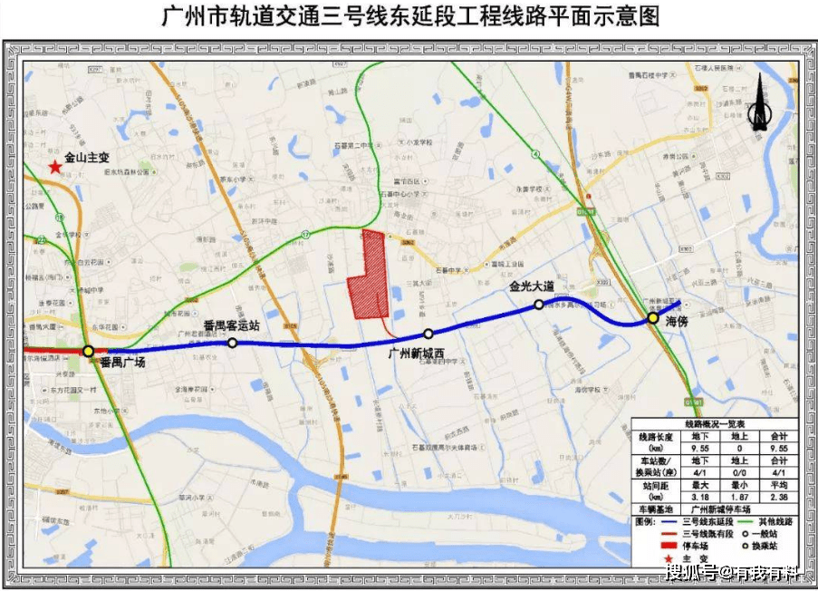 同时,地铁3号线东延段分别设置了番禺客运站,广州新城西,金光大道,海