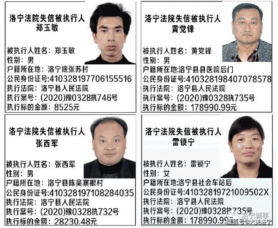 洛宁法院曝光失信被执行人名单,看看都有谁?