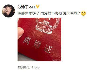 32岁女歌手苏诗丁晒离婚证