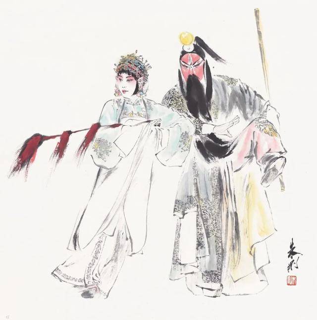 上海视觉艺术学院美术学院院长,朱刚戏曲人物画作品欣赏