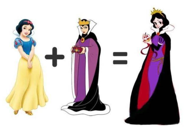 当迪士尼公主与反派融合,白雪公主升级白雪王后,爱丽儿成四爪鱼
