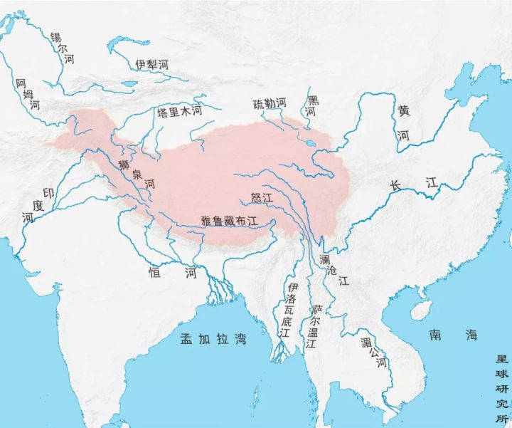 (发源于青藏高原的主要河流分布