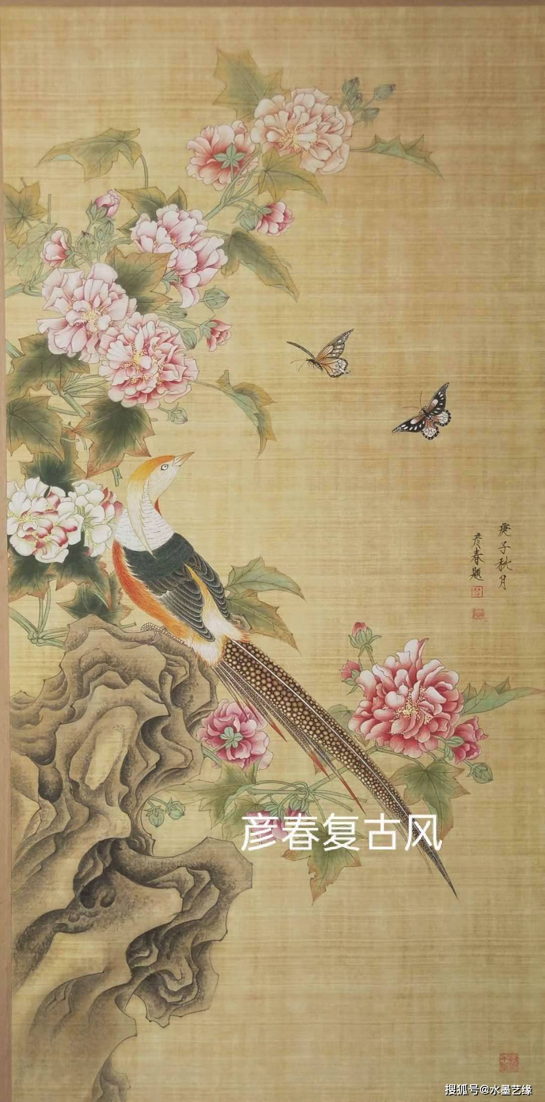 清新淡雅|画家楚彦春的复古风工笔花鸟作品欣赏
