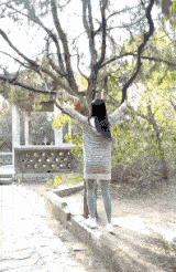 搞笑gif:妹子,你把谁家鸡偷了吗,怕嗮就打伞啊